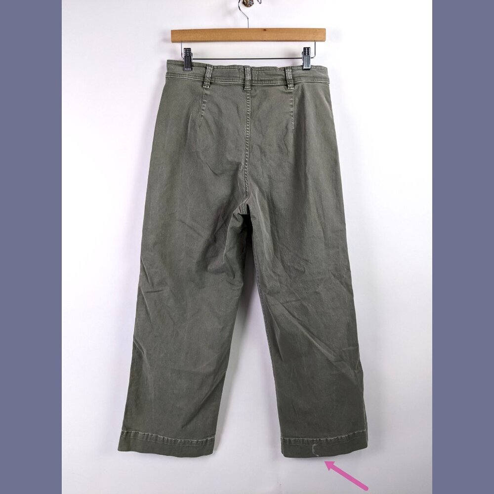 Marine Layer Size 8 Bridget Wide Leg Crop Pants in Olive Green Style 14650 - Picture 5 of 9